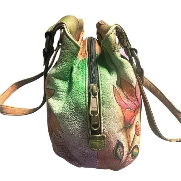 Anuschka Hand Painted Jaipur Paisley Triple Compartment Satchel - Picture 5 of 16